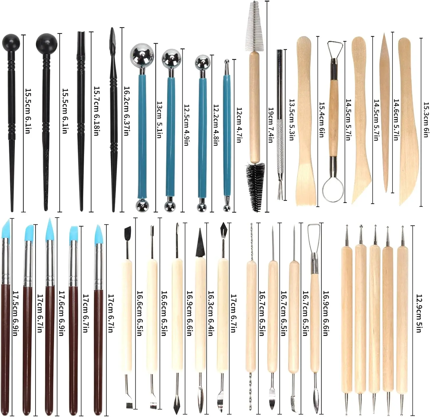 Wood Chisel Set - Набор гончарных инструментов 8-61 шт. -