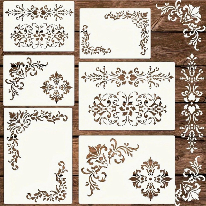 6 шт. трафаретов с цветочными  – обзор и цена Woodworking Veneer