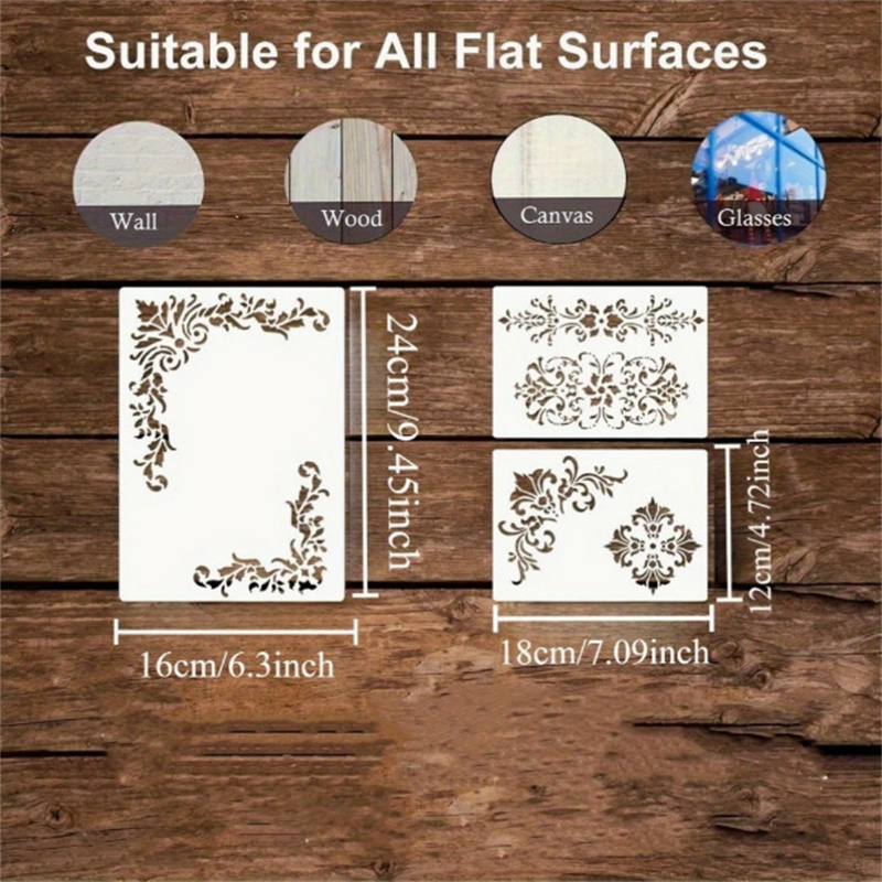 6 шт. трафаретов с цветочными  – обзор и цена Woodworking Veneer